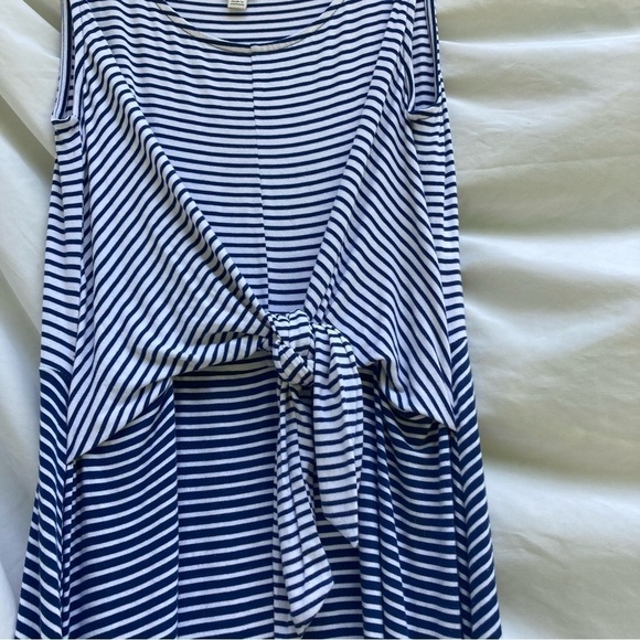 EST 1946 blue and white striped dress with tie in front, size medium - Picture 2 of 7